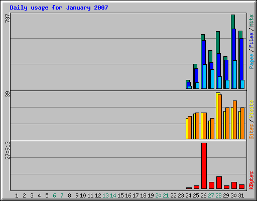 Daily usage for January 2007