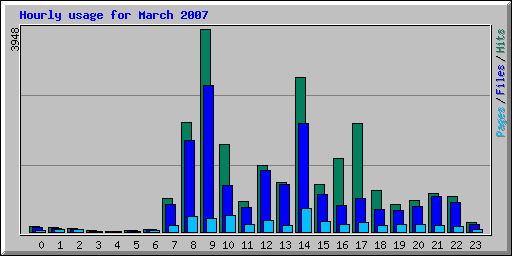 Hourly usage for March 2007