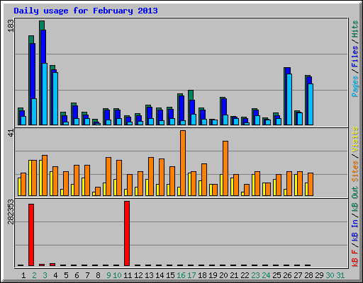 Daily usage for February 2013