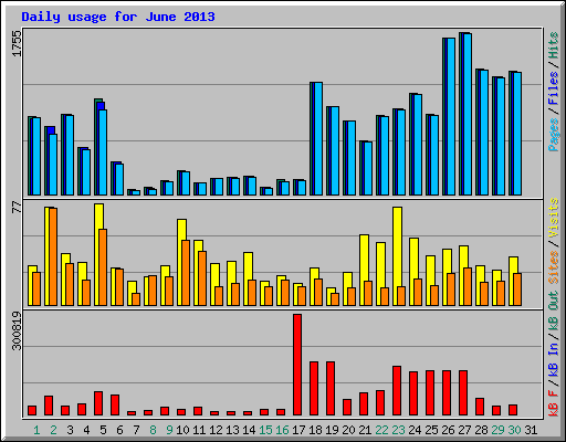 Daily usage for June 2013