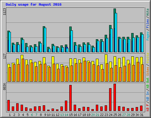 Daily usage for August 2016
