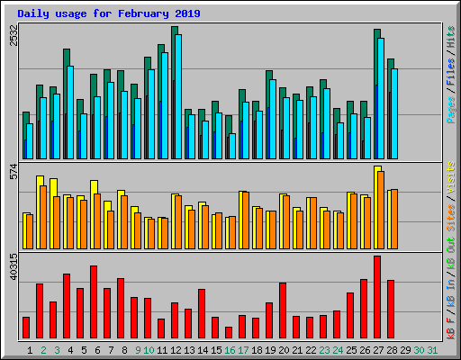 Daily usage for February 2019