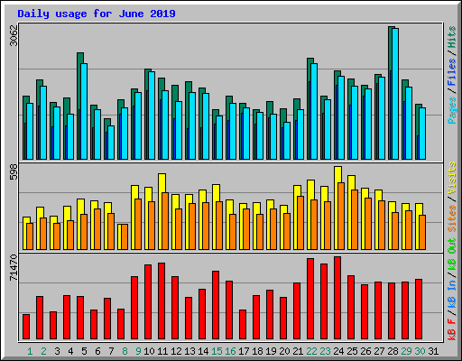 Daily usage for June 2019