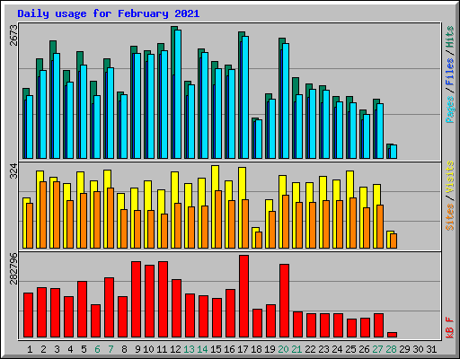 Daily usage for February 2021