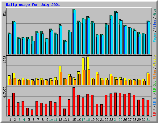 Daily usage for July 2021