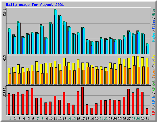 Daily usage for August 2021