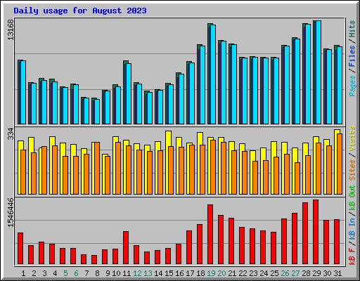 Daily usage for August 2023