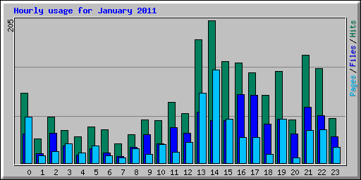 Hourly usage for January 2011