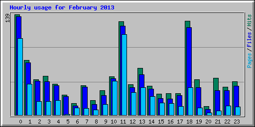 Hourly usage for February 2013