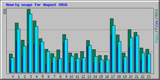 Hourly usage for August 2016